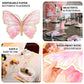 10 Pack Pink Gold Glitter Butterfly Disposable Table Mats, 14" Cardboard Paper Placemats - 400GSM