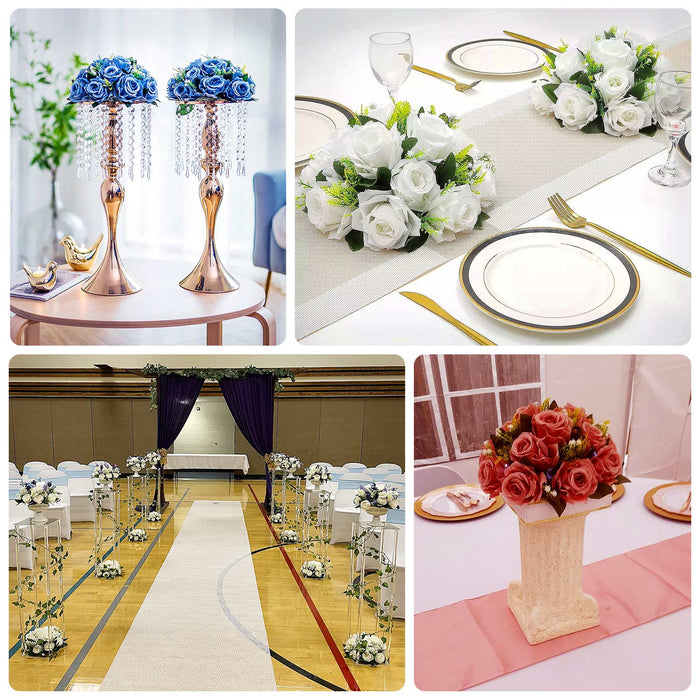 Royal blue silk rose flower balls for elegant centerpieces.