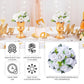 White artificial silk flower kissing balls for centerpieces.