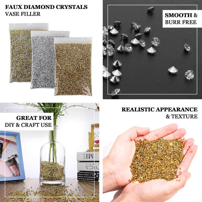 14400 Pcs Gold Rhinestones Wedding Table Scatters, Faux Diamond Gems Vase Fillers - 3mm