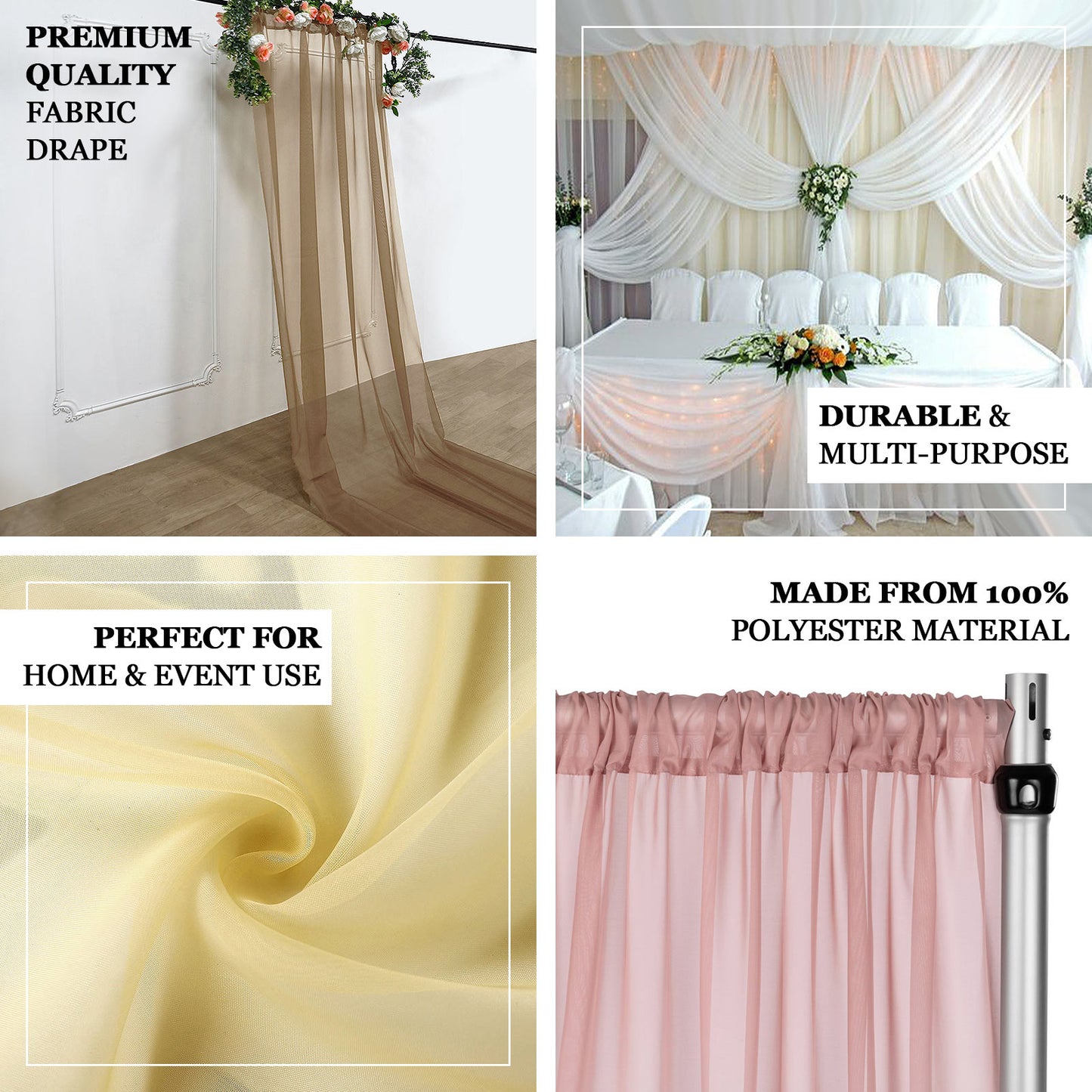 5ftx32ft Premium Sage Green Chiffon Curtain Panel, Durable Flame Resistant Backdrop Ceiling Drapery With Rod Pocket