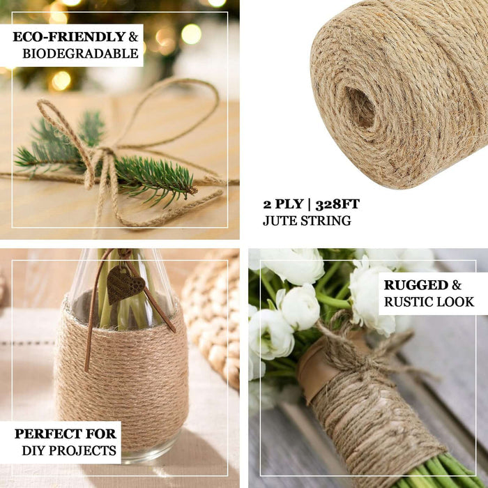Natural jute twine for DIY crafts and gift packing, eco-friendly and biodegradable.