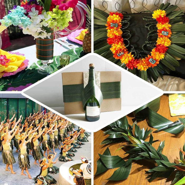4" Green Ti Leaf Satin Ribbon Wrap for Floral DIY Projects