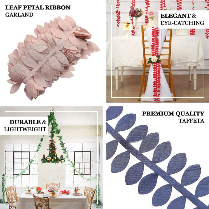 Red leaf petal taffeta ribbon sash for DIY fabric garlands.