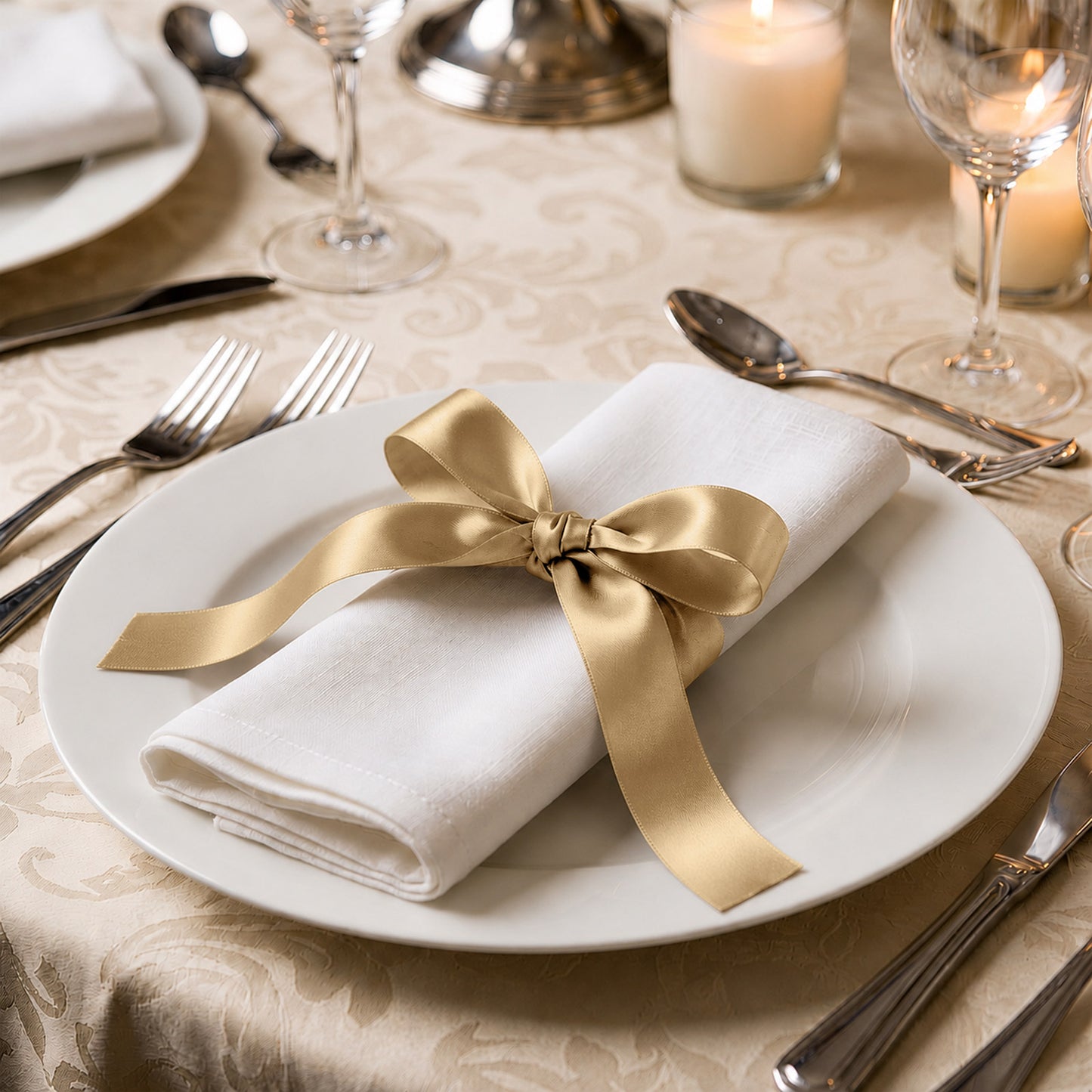 Single Face Satin Ribbon Roll Champagne 1" x 100 Yards Decorative Craft Ribbon