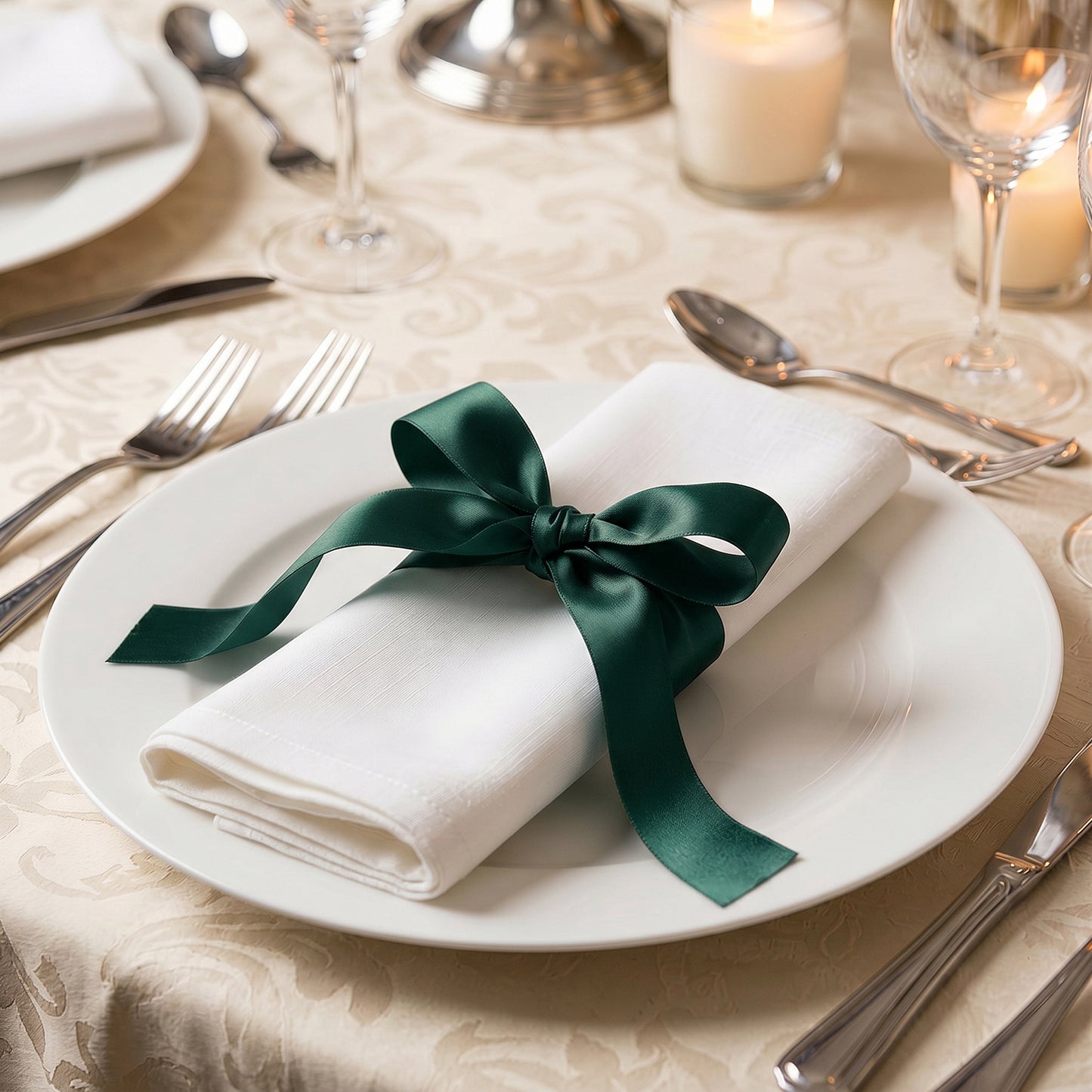 Single Face Satin Ribbon Roll Hunter Emerald Green 1" x 100 Yards Decorative Craft Ribbon