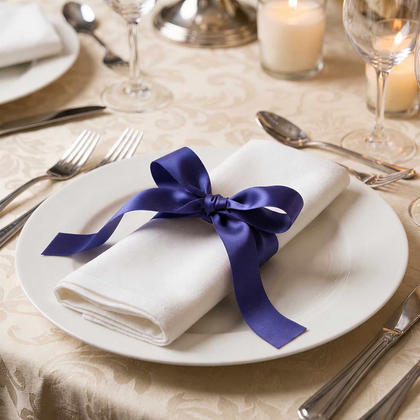 Single Face Satin Ribbon Roll Navy Blue 1" x 100 Yards Decorative Craft Ribbon