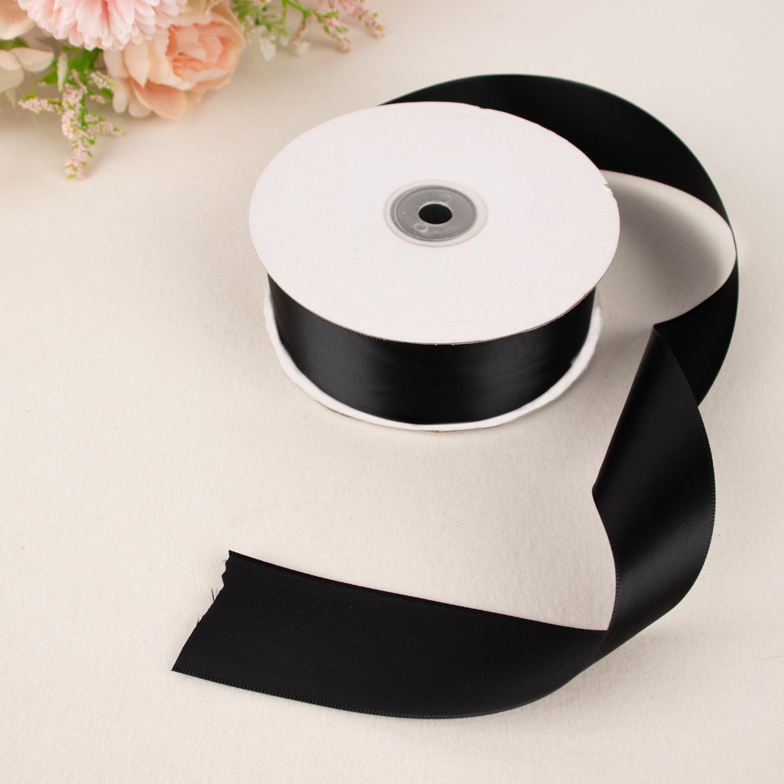 50 Yards Black Satin 1.5 Inch DIY Ribbon