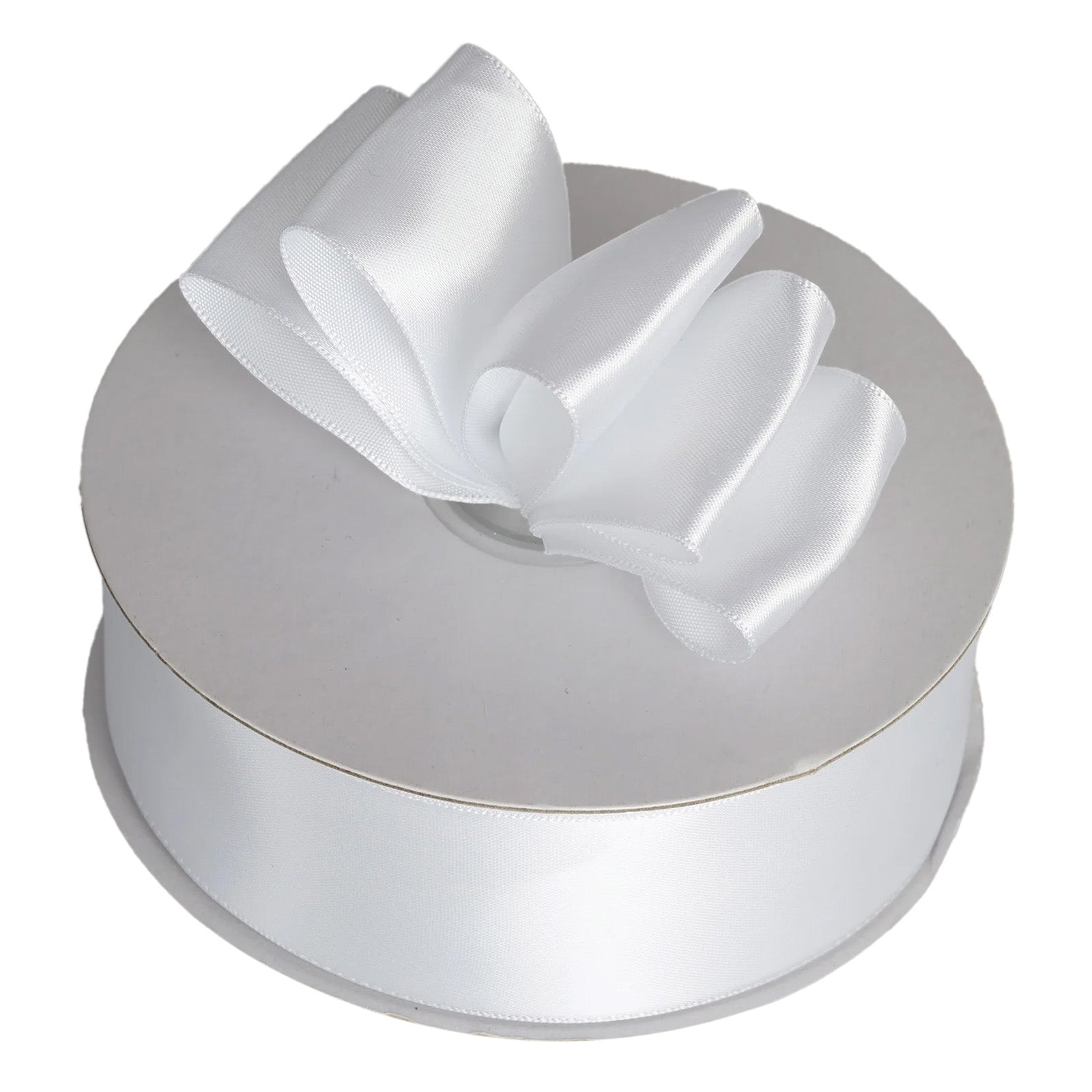 Decorative Satin Ribbon in White Single Faced 50 Yards 1.5 Inch#whtbkgd