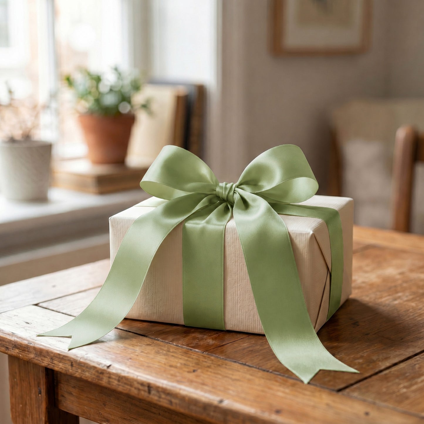 Single Face Satin Ribbon Roll Sage Green 2" x 100 Yards Decorative Craft Ribbon