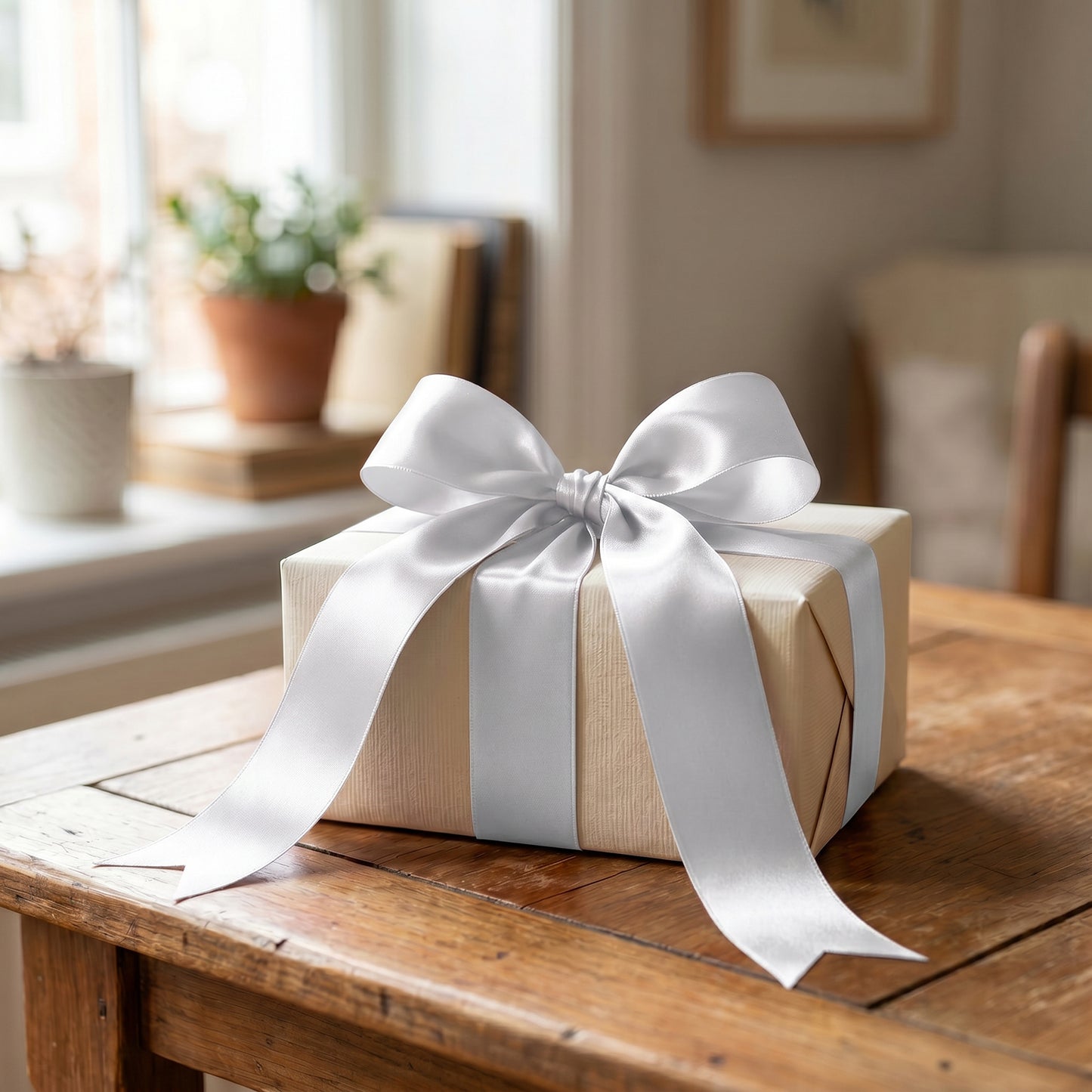 Single Face Satin Ribbon Roll White 2" x 100 Yards Decorative Craft Ribbon