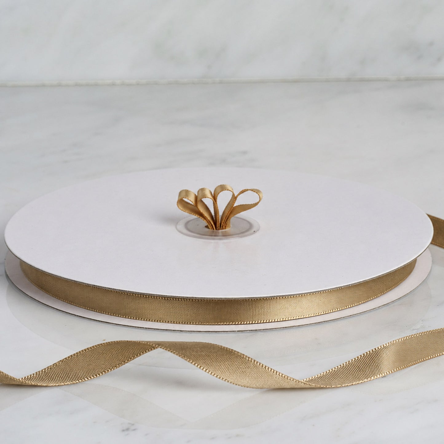 100 Yards 3/8" Champagne Single Face Decorative Satin Ribbon