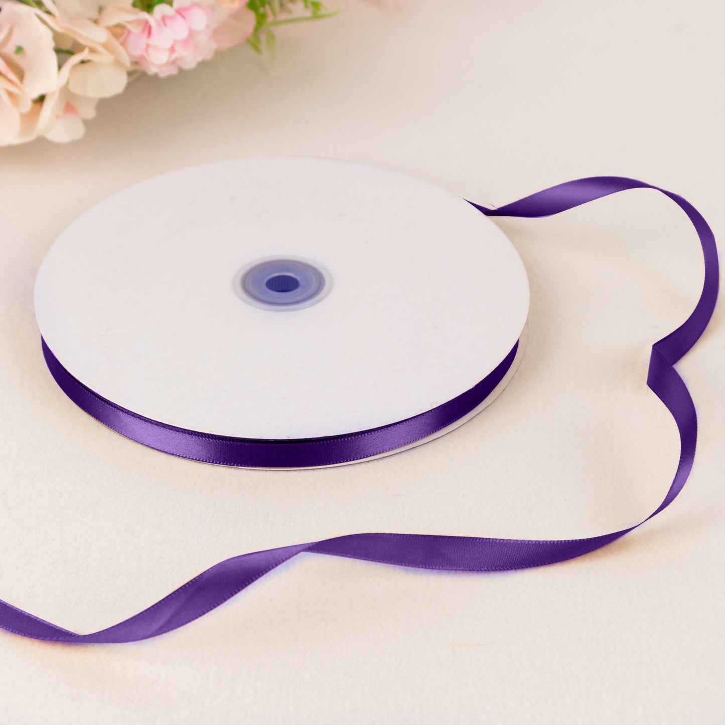 100 Yards 3/8" Purple Single Face Decorative Satin Ribbon