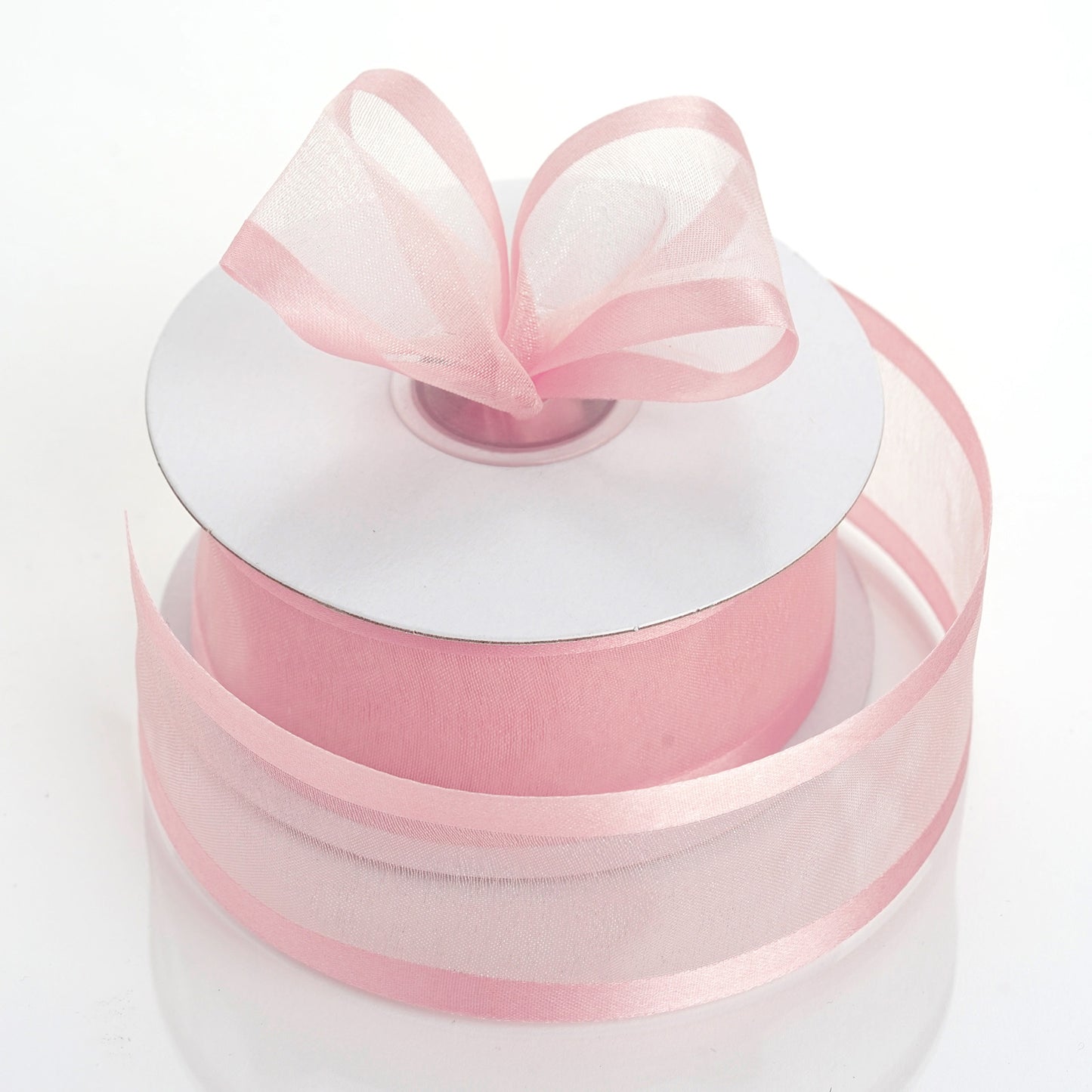 25 Yards 1.5" Blush Sheer Organza Ribbon With Satin Edges