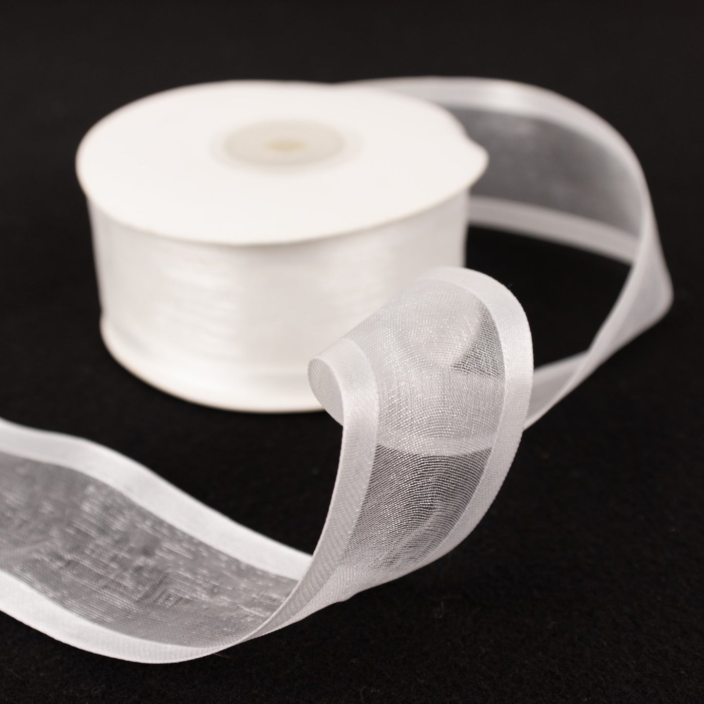 White Sheer Organza Ribbon With Satin Edge 25 Yards 1.5 Inch