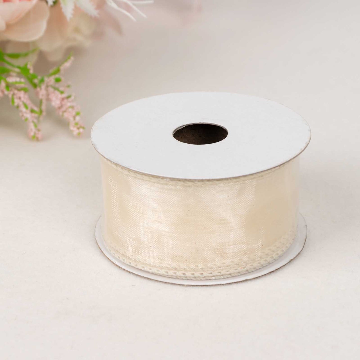 10 Yards 1.5" Ivory Organza Wired Edge Ribbon