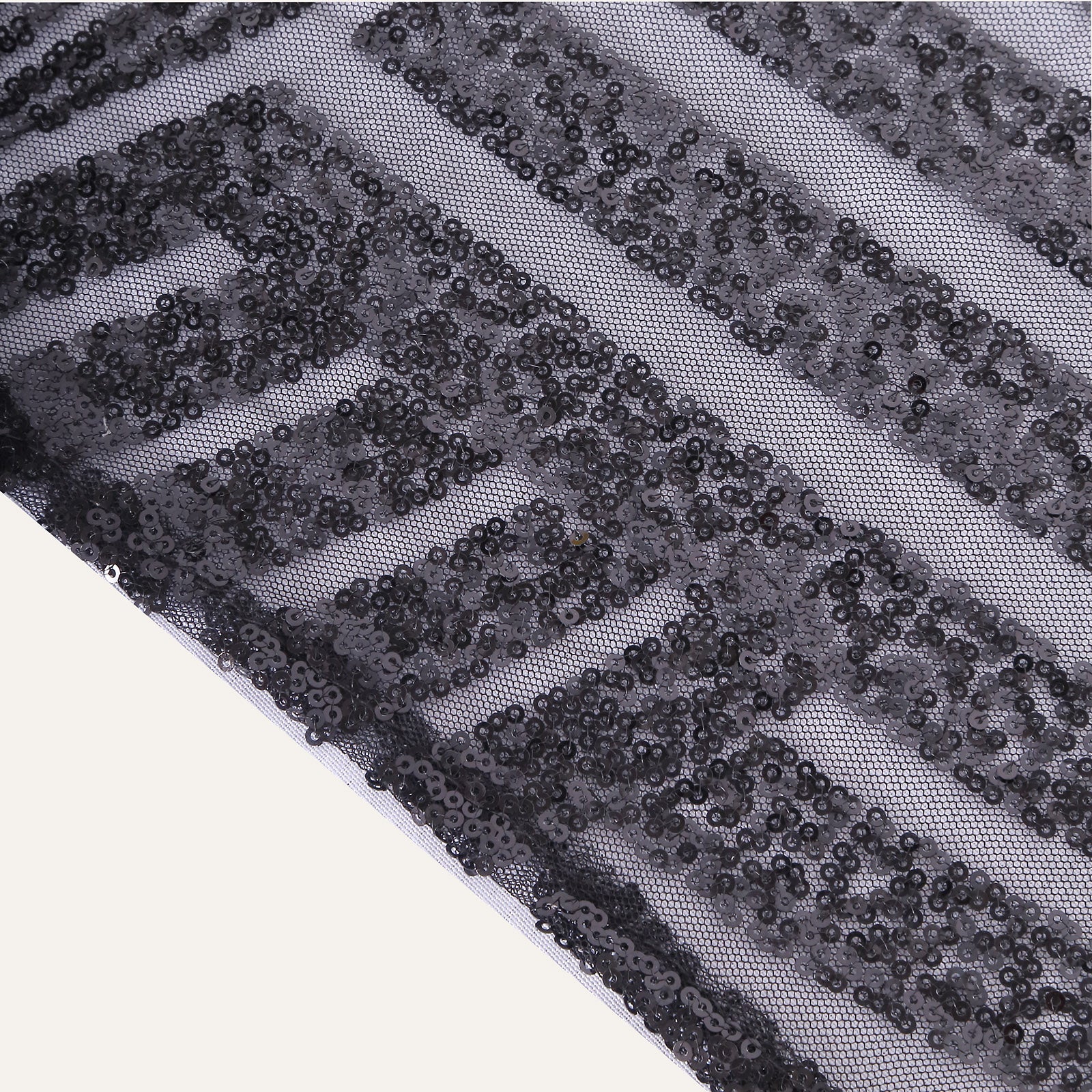 Black sequin table runner with diamond glitz design.