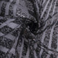 Black diamond glitz sequin table runner, 12"x108" in black.