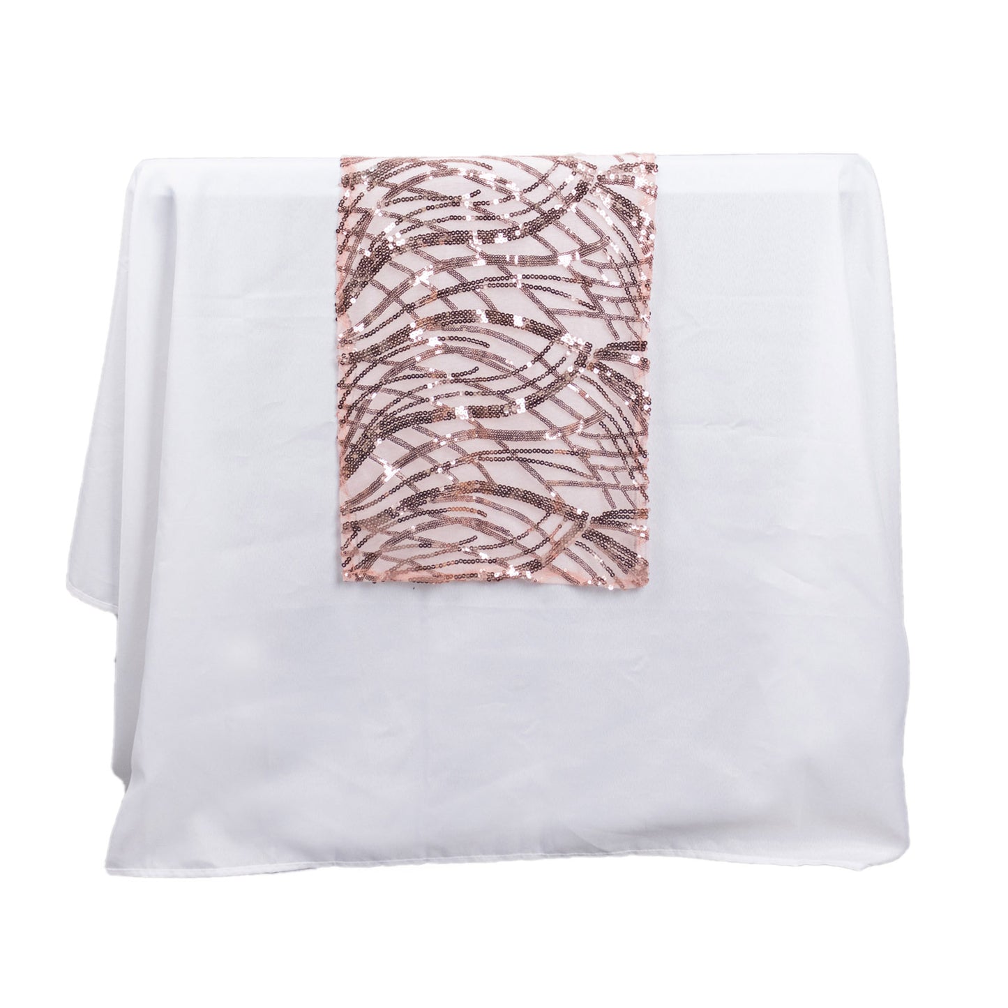12"x108" Blush Wave Embroidered Sequins Table Runner