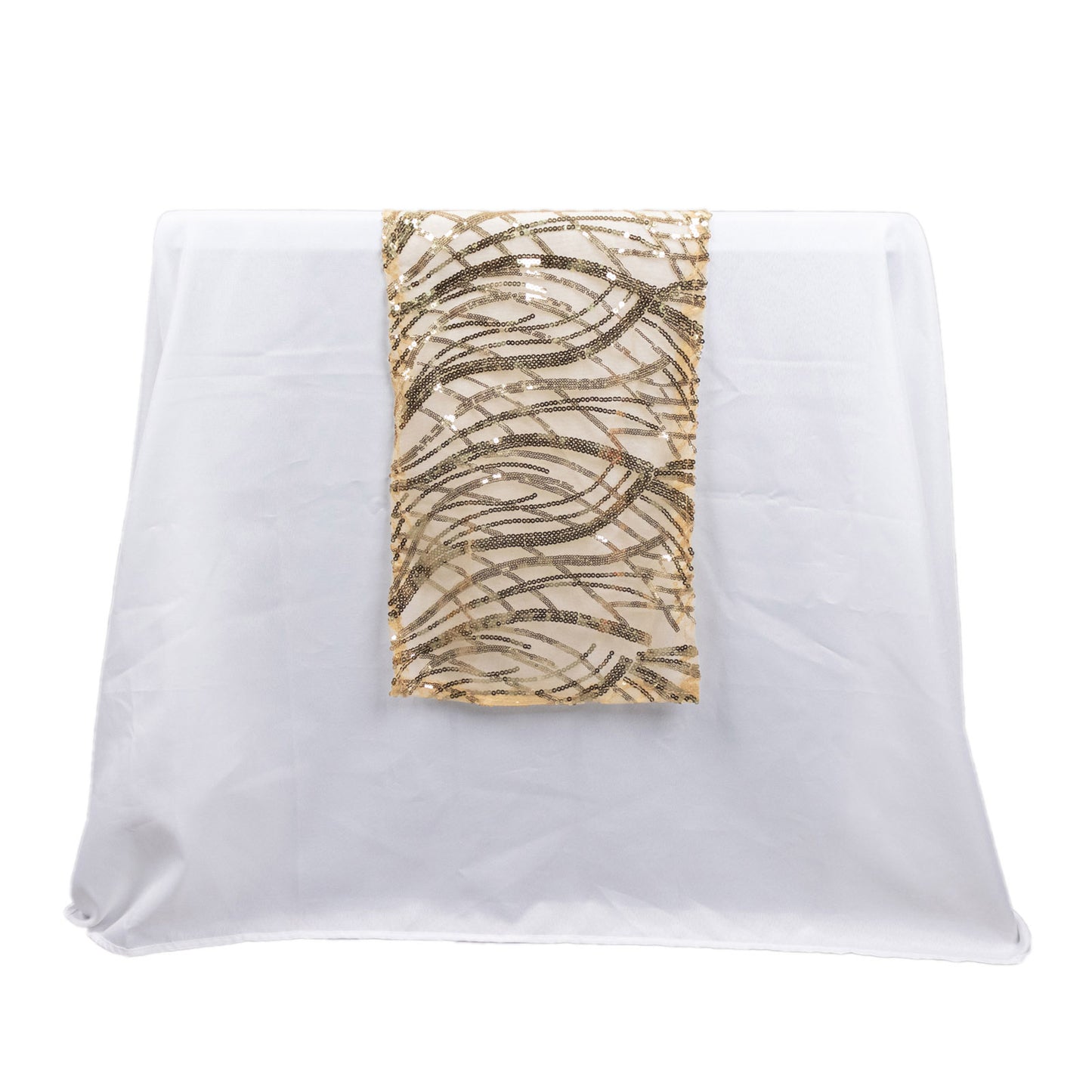 12"x108" Champagne Wave Embroidered Sequins Table Runner