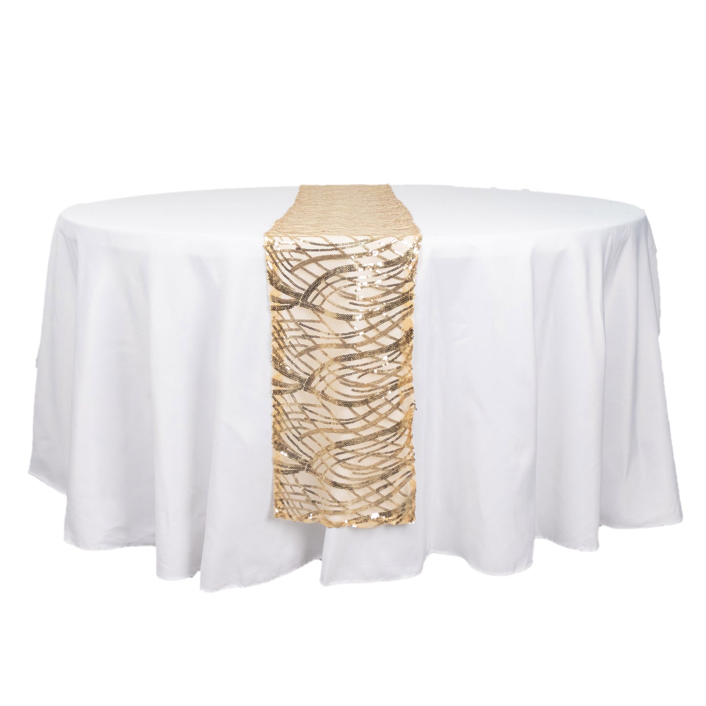 12"x108" Champagne Wave Embroidered Sequins Table Runner