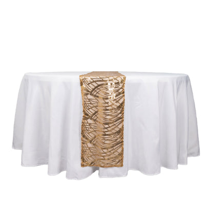 Luxurious Design of the Gold Wave Sequins Table Runner
