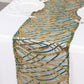 12"x108" Hunter Emerald Green Gold Wave Embroidered Sequins Table Runner
