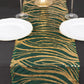 12"x108" Hunter Emerald Green Gold Wave Embroidered Sequins Table Runner