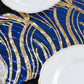 12"x108" Royal Blue Gold Wave Embroidered Sequins Table Runner