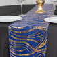 12"x108" Royal Blue Gold Wave Embroidered Sequins Table Runner