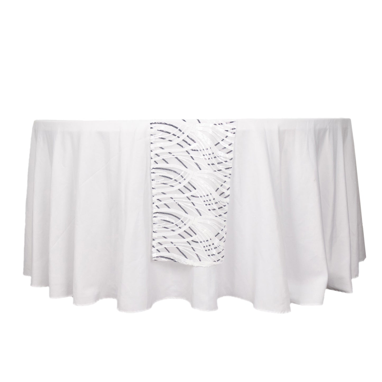 12"x108" White Black Wave Embroidered Sequins Table Runner