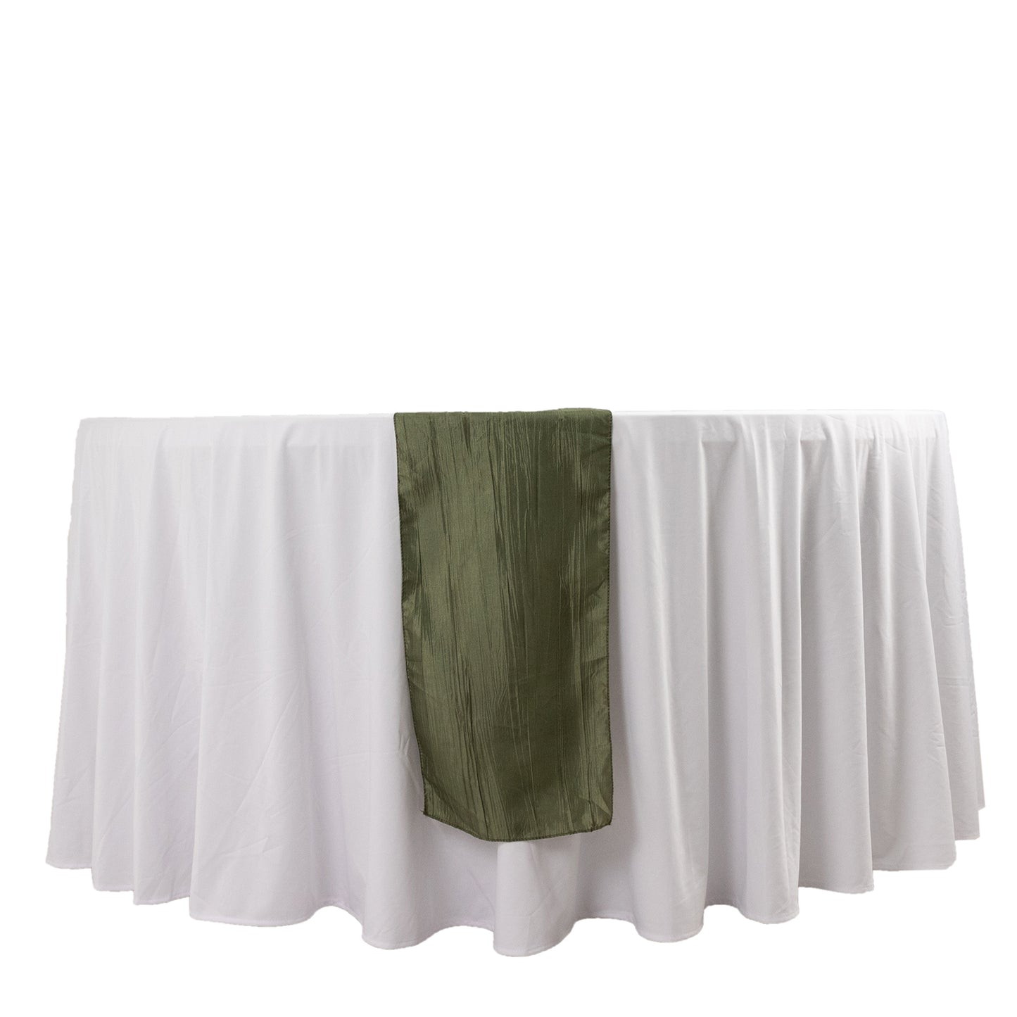 12"x108" Dusty Sage Green Accordion Crinkle Taffeta Linen Table Runner