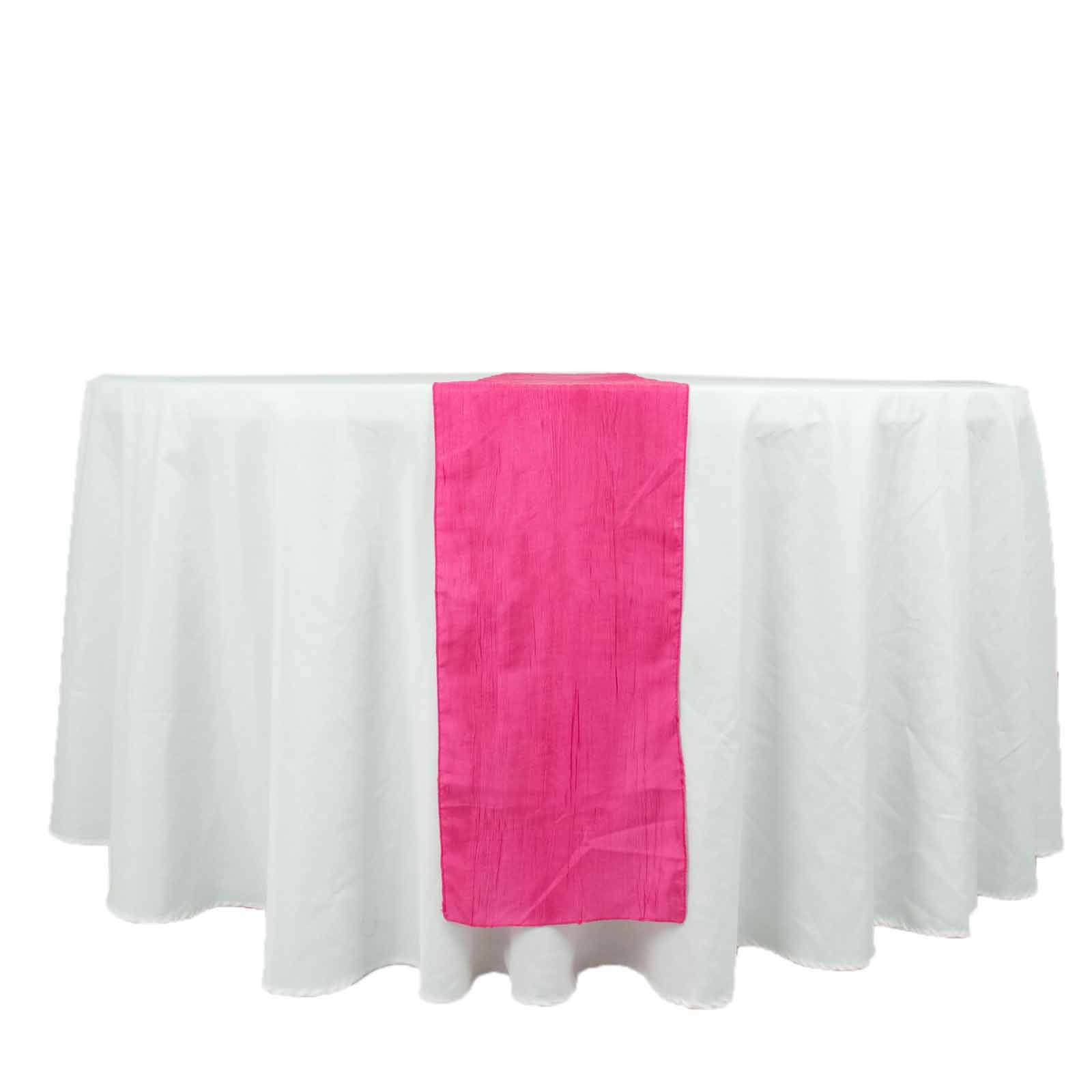 12inch x 108inch Fuchsia Accordion Crinkle Taffeta Linen Table Runner