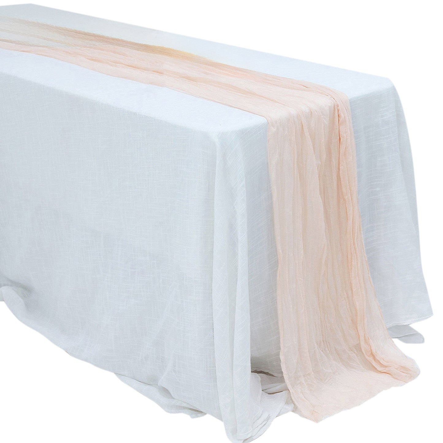 Gauze Cheesecloth Table Runner in Blush & Rose Gold 10 Feet