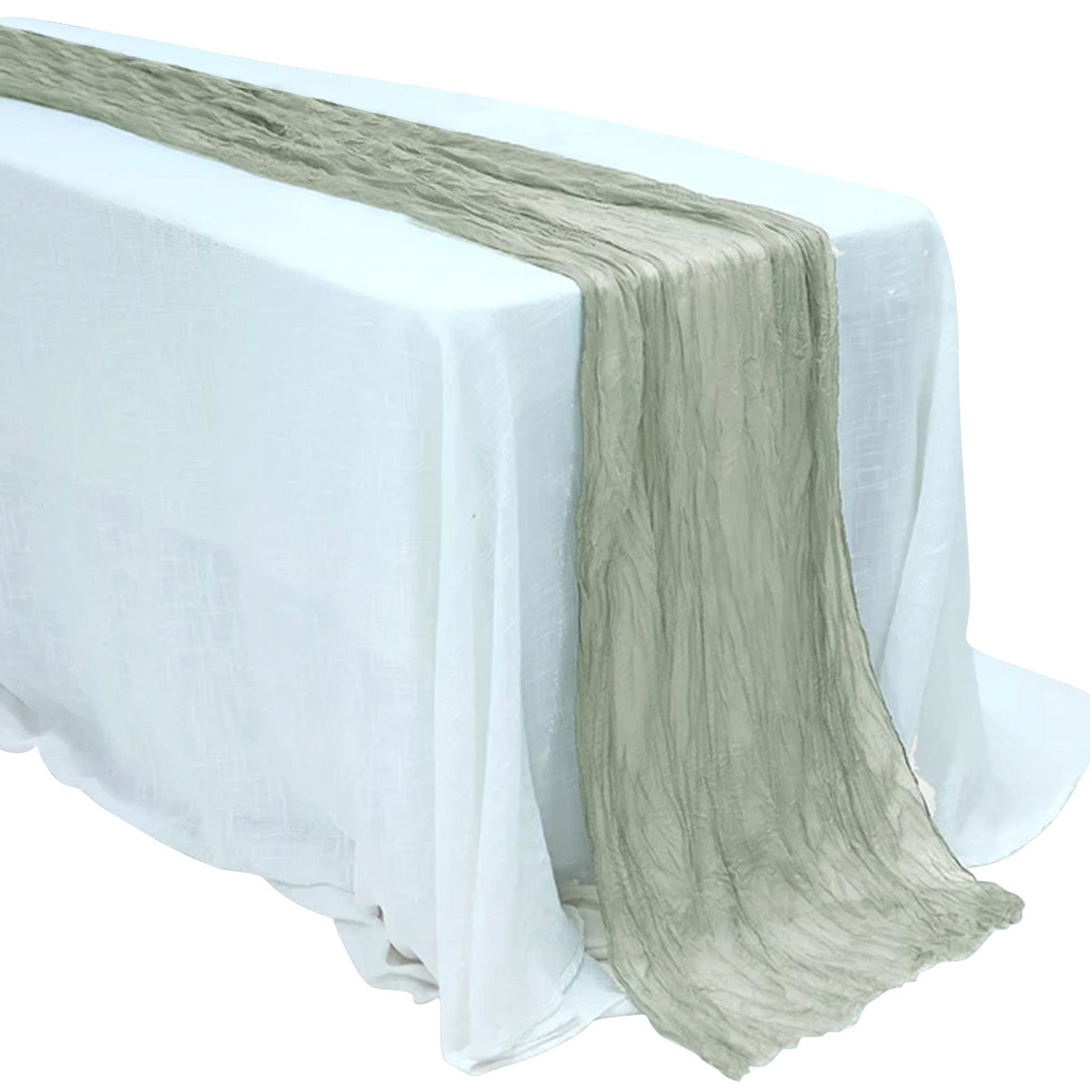 Gauze Cheesecloth Table Runner in Dusty Sage Green 10 Feet