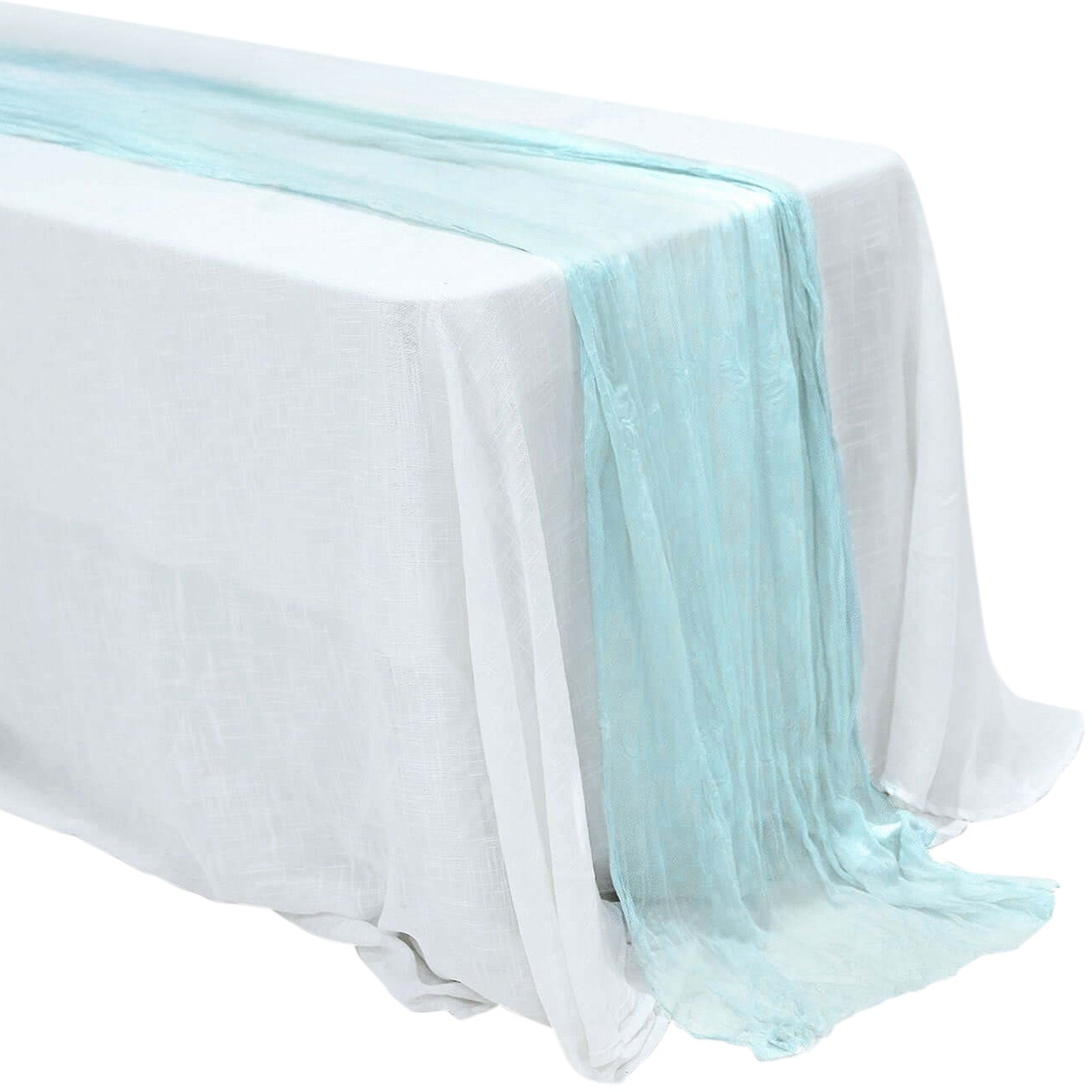 Baby Blue Color Gauze Cheesecloth Table Runner 10 Feet