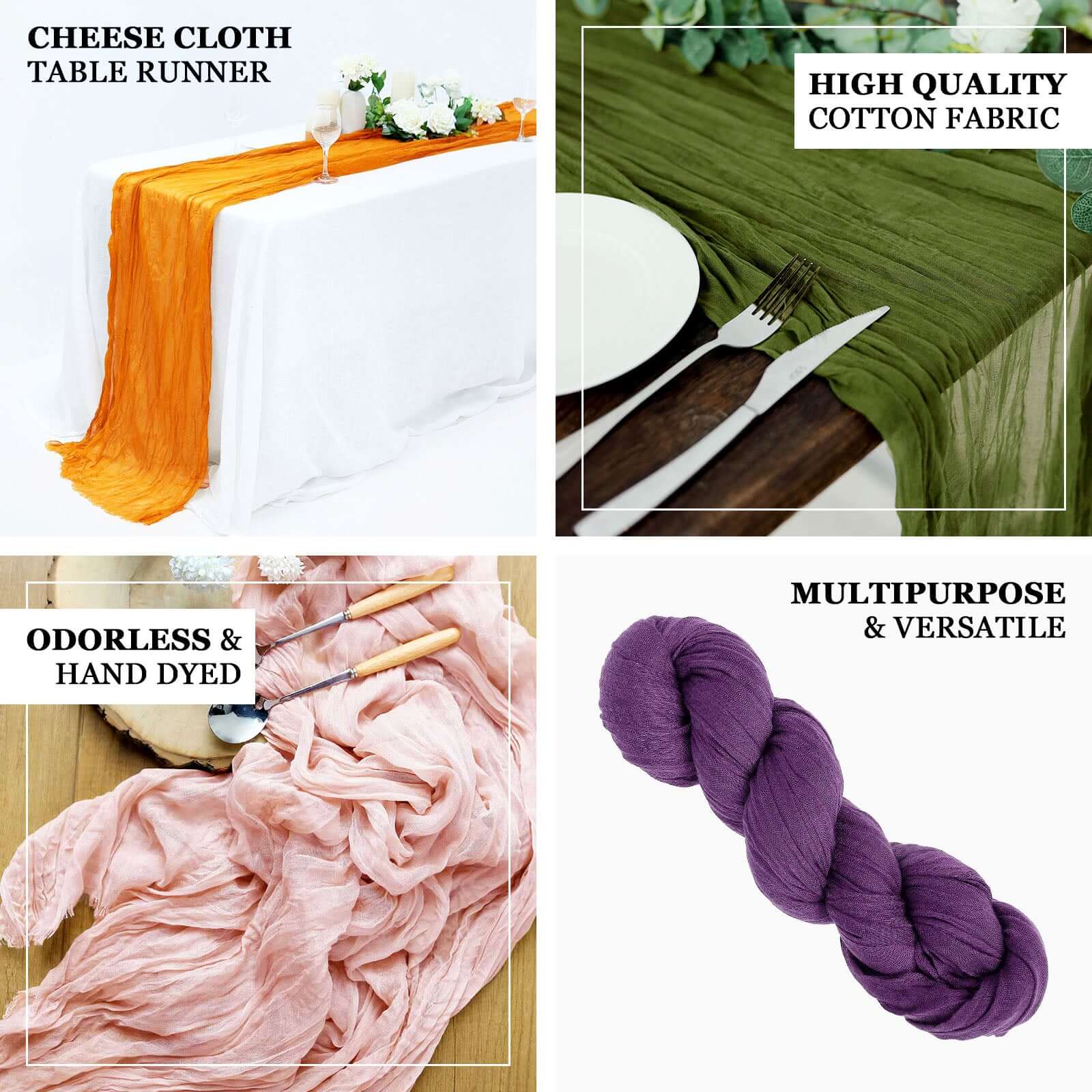 10ft Purple Gauze Cheesecloth Boho Table Runner