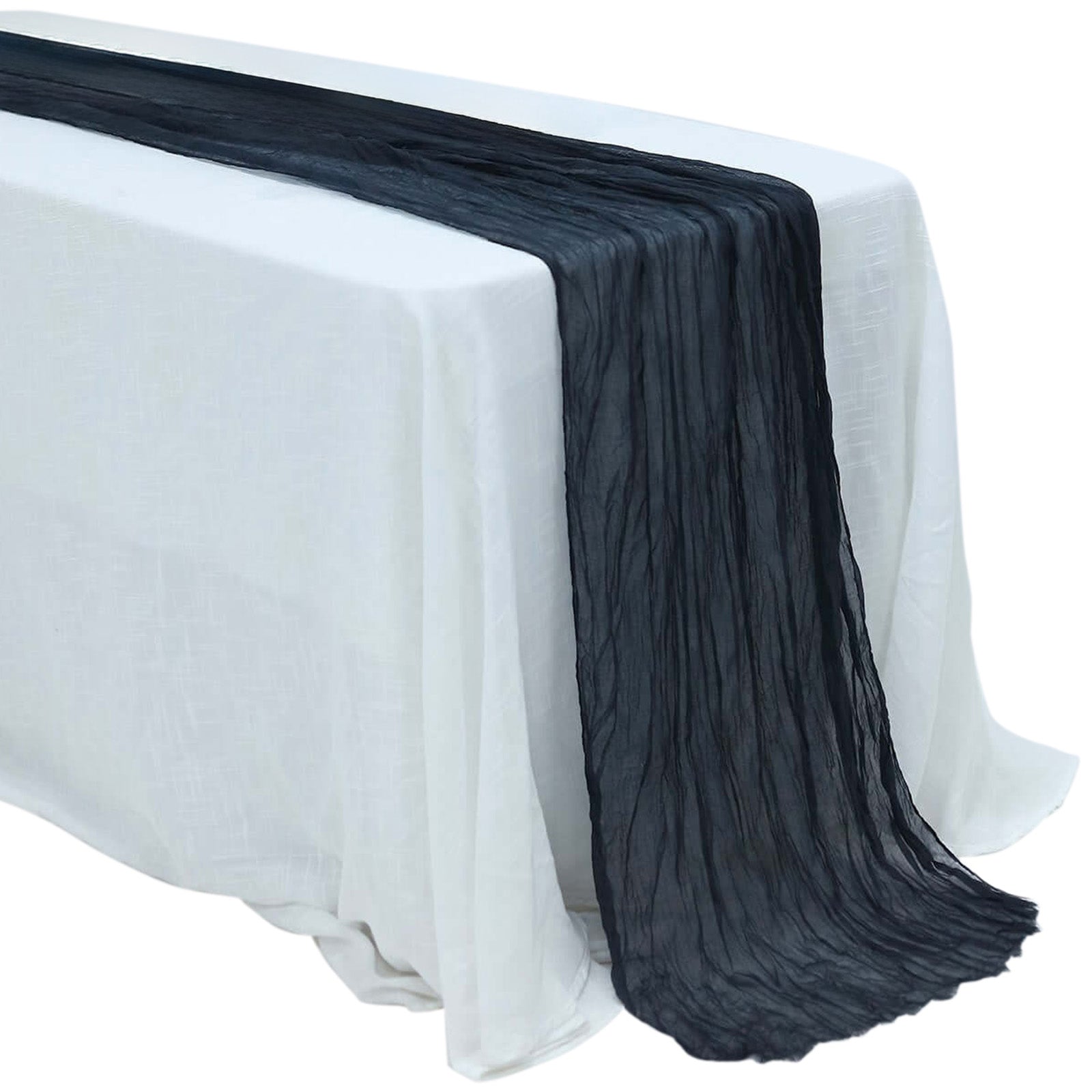 Navy Blue Color Gauze Cheesecloth Boho Table Runner 10 Feet