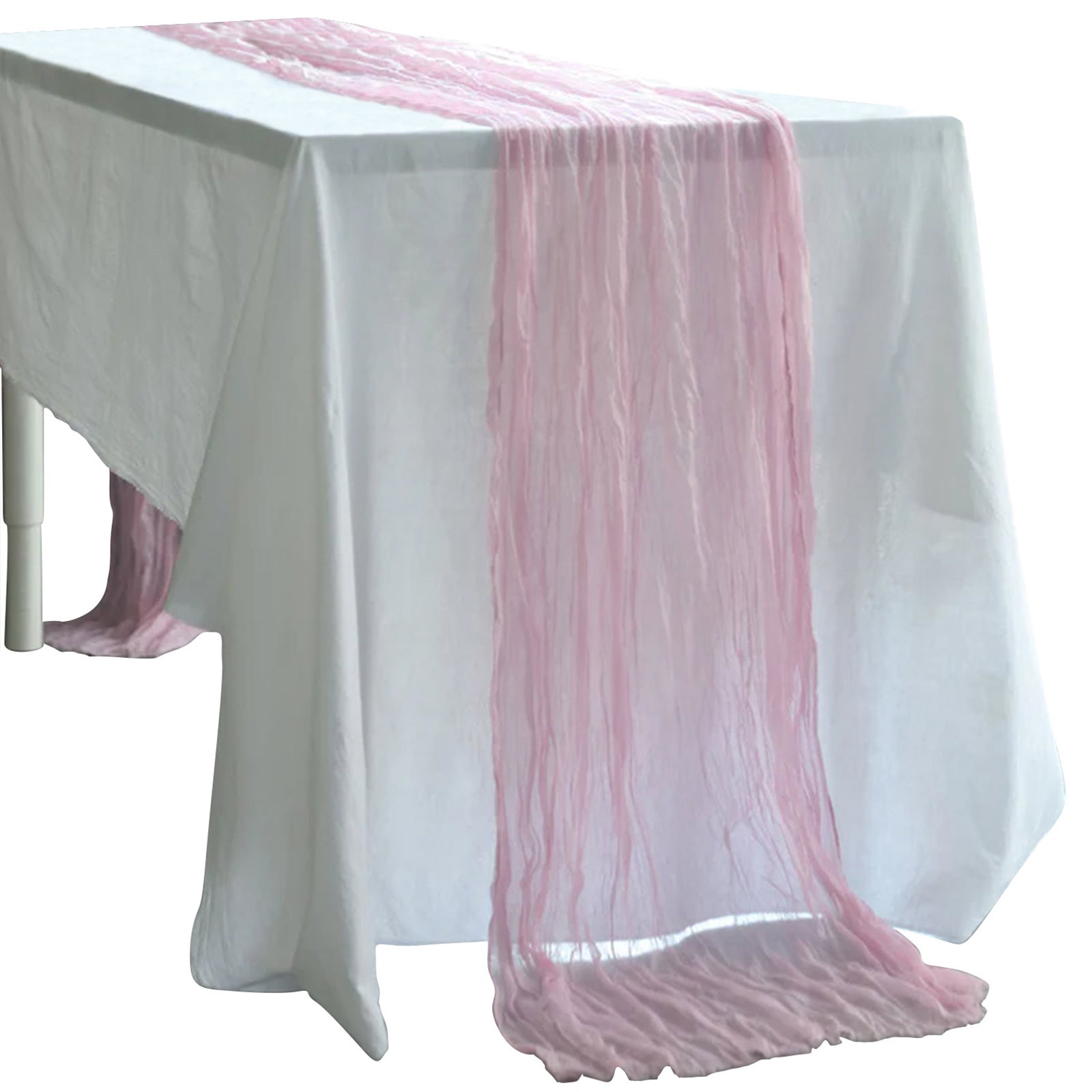 10 Feet Table Runner Pink Cheesecloth