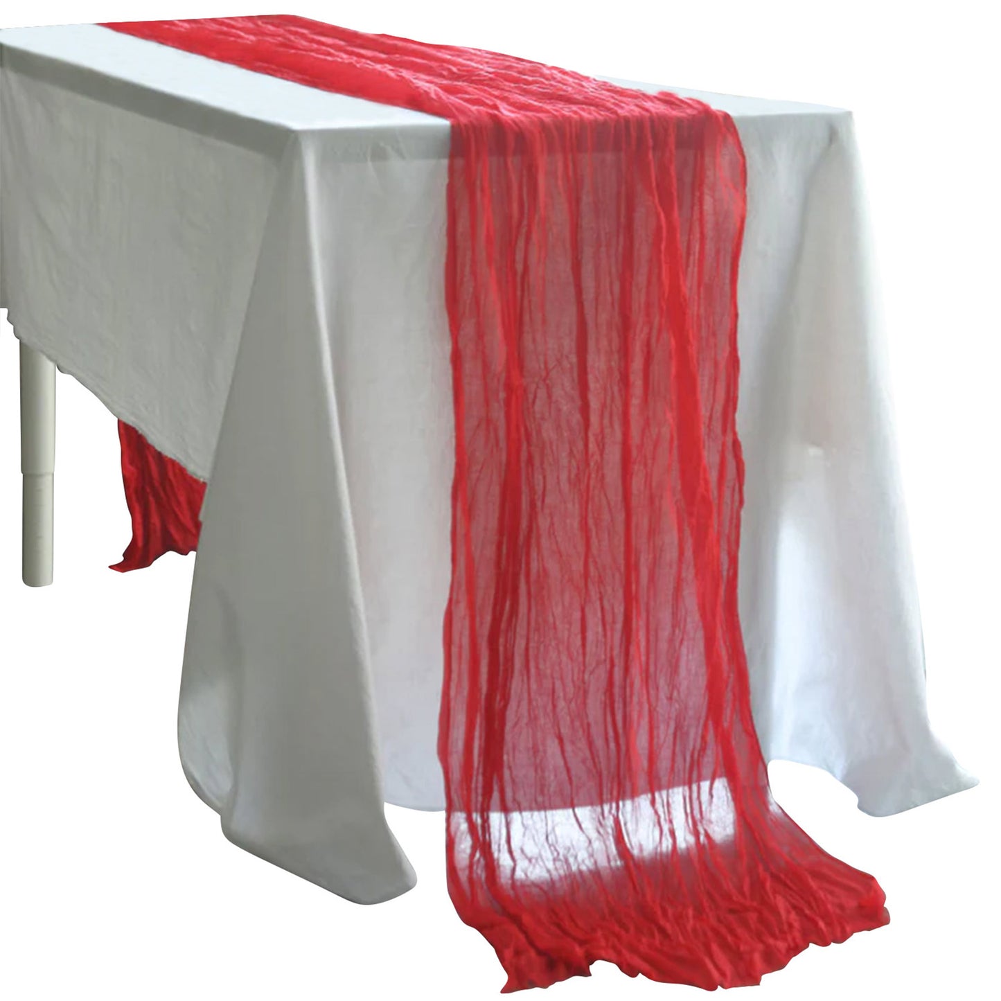 Red Cheesecloth Table Runner 10 Feet