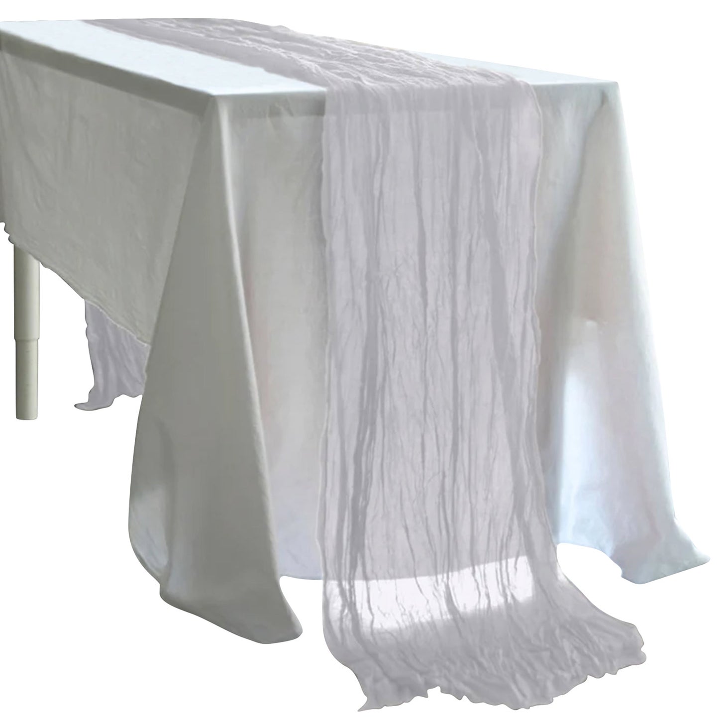 Silver 10 Feet Gauze Cheesecloth Table Runner