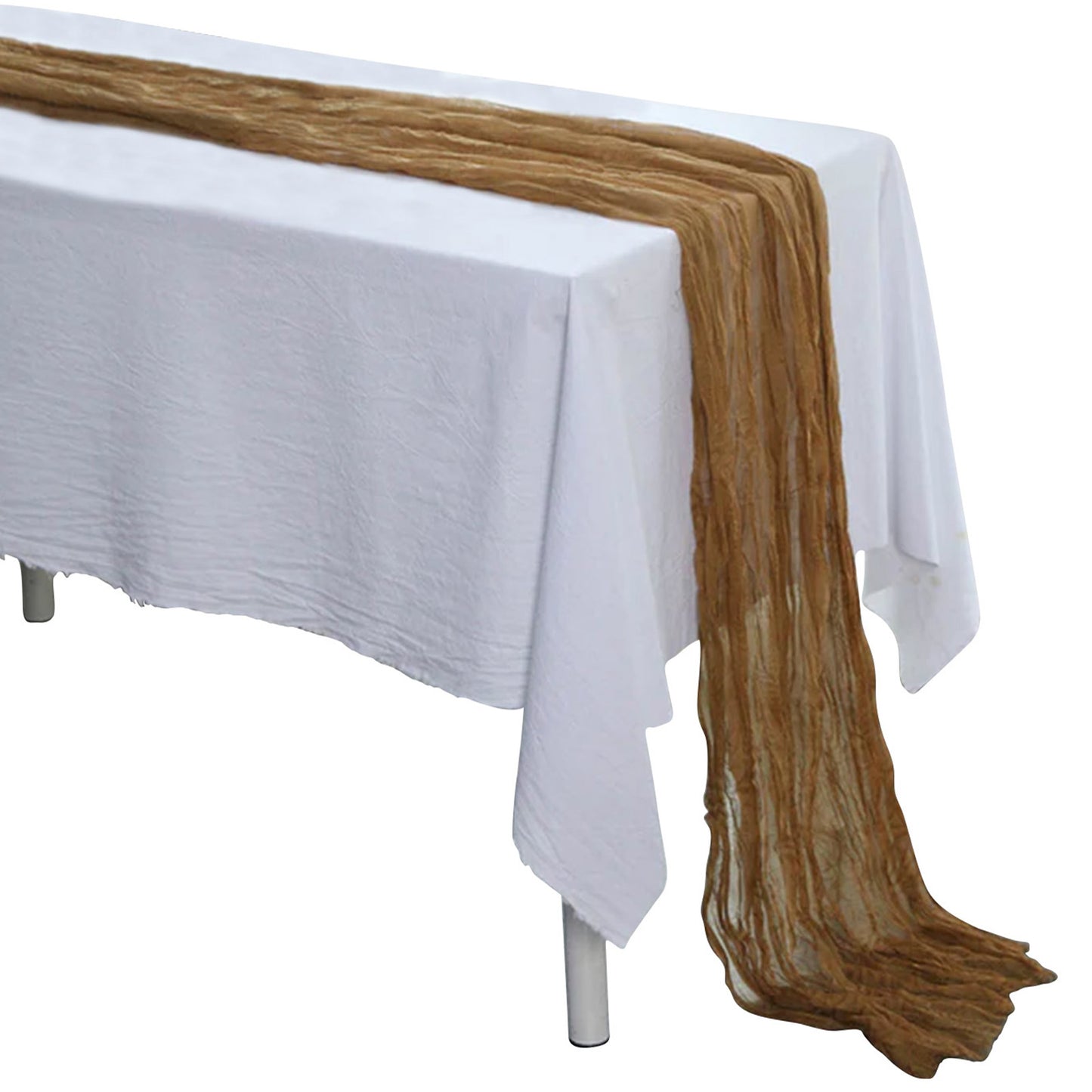 10ft Taupe Gauze Cheesecloth Boho Table Runner