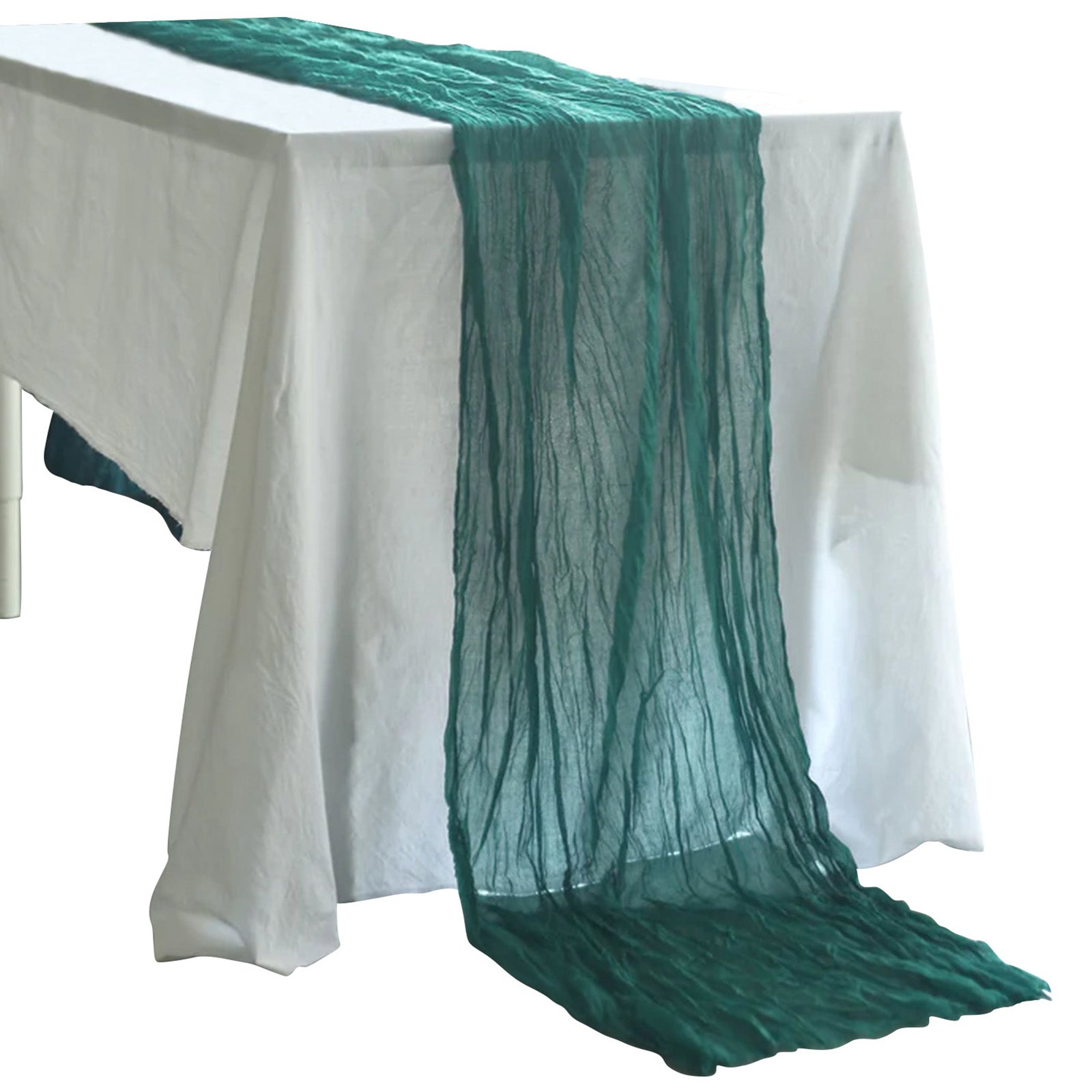 Boho Cheesecloth Table Runner 10 Feet Peacock Teal