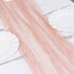 9ft Dusty Rose Sheer Crinkled Organza Table Runner on a white table.