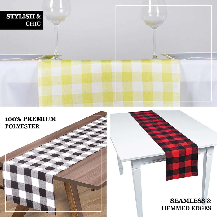 Buffalo Plaid Table Runner | Blue / White | Gingham Polyester Checkered Table Runner