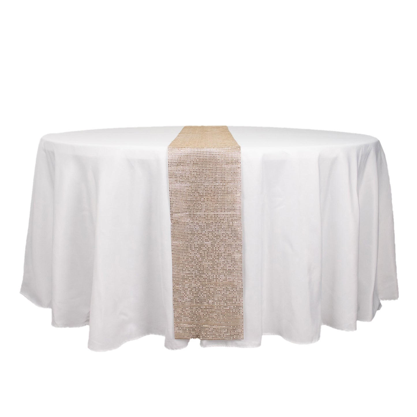 10"x108" Champagne Diamond Rhinestone Mesh Table Runner, Crystal Rhinestone Ribbon Bling Roll