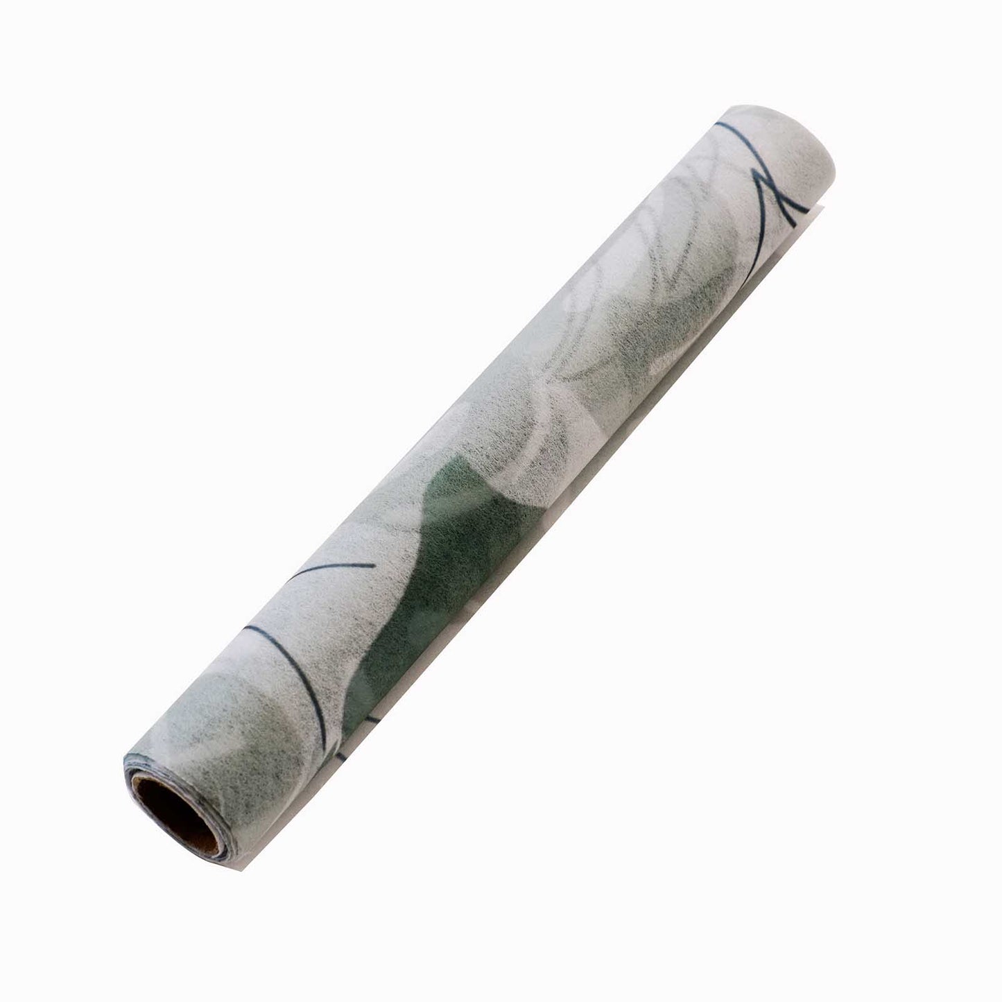 White table runner with green monstera palm leaves print, stylish for spring and summer.