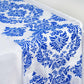 12"x108" Royal Blue Taffeta Damask Flocking Table Runner