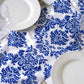 12"x108" Royal Blue Taffeta Damask Flocking Table Runner