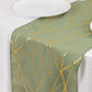 9ft Dusty Sage Green Table Runner with Gold Foil Tree Branch Pattern